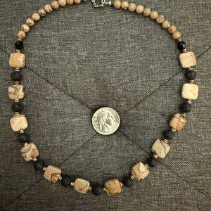 Handmade Jasper and Lava Stone Beaded Necklace